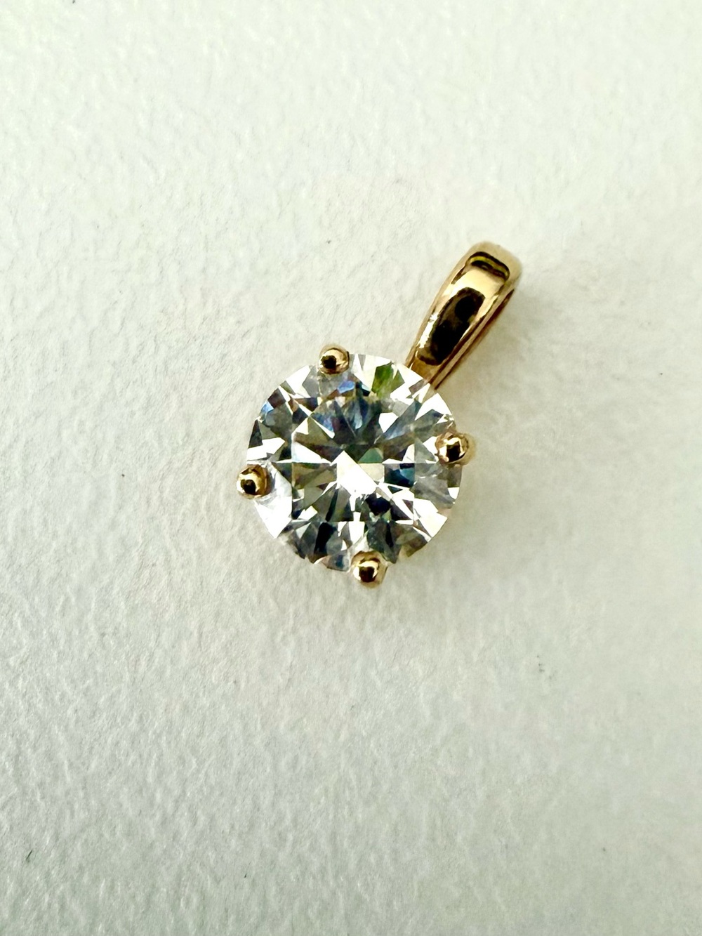 14K Gold Solitaire Round Lab Diamond Pendant in Basket Setting